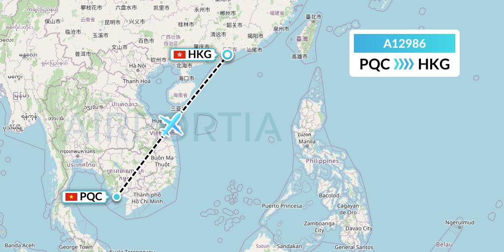 A12986 A.p.g. Distribution Systems Flight Map: Phu Quoc to Hong Kong
