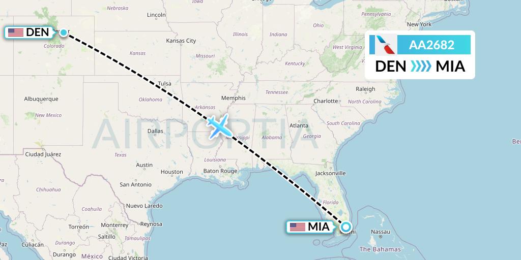 AA2682 American Airlines Flight Map: Denver to Miami