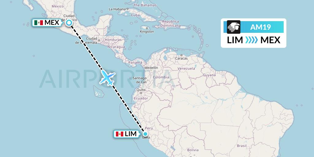 AM19 Aeromexico Flight Map: Lima to Mexico City