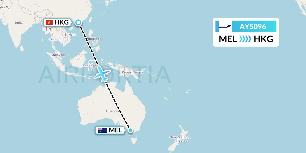AY5096 Finnair Flight Map: Melbourne to Hong Kong