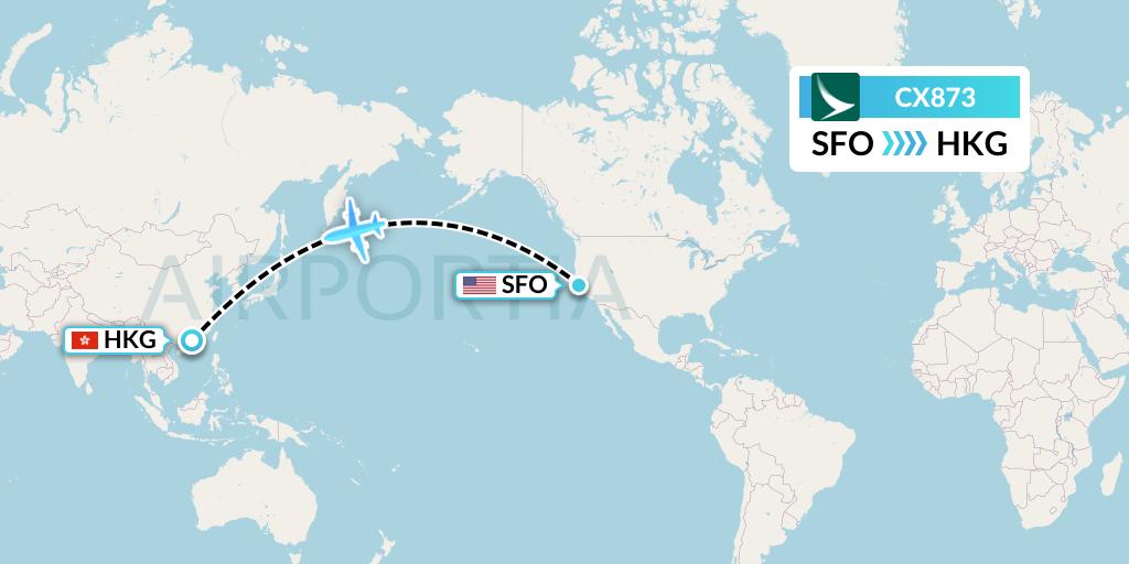 CX873 Cathay Pacific Flight Map: San Francisco to Hong Kong