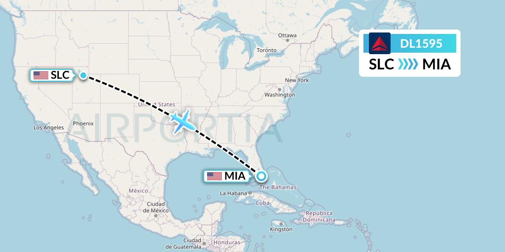 DL1595 Delta Air Lines Flight Map: Salt Lake City to Miami