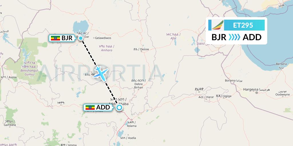 ET295 Ethiopian Airlines Flight Map: Bahir Dar to Addis Ababa