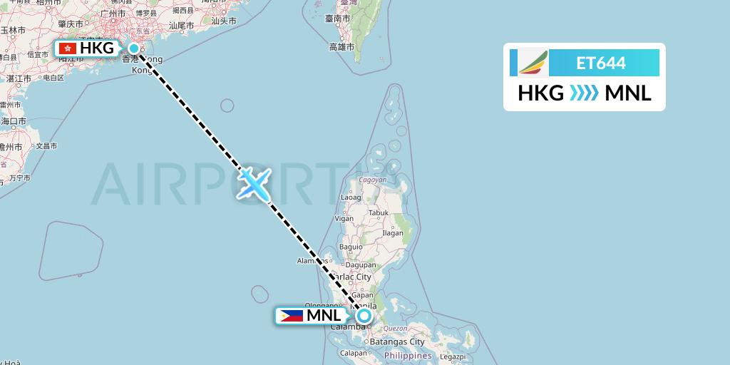 ET644 Ethiopian Airlines Flight Map: Hong Kong to Manila