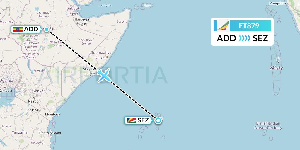 ET879 Ethiopian Airlines Flight Map: Addis Ababa to Victoria