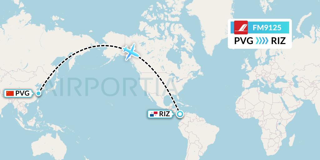 FM9125 Shanghai Airlines Flight Map: Shanghai to Rio Alzucar