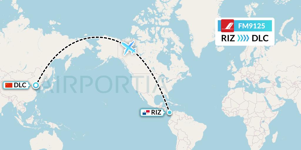 FM9125 Shanghai Airlines Flight Map: Rio Alzucar to Dalian