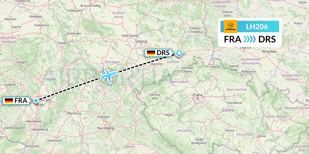 LH206 Lufthansa Flight Map: Frankfurt to Dresden