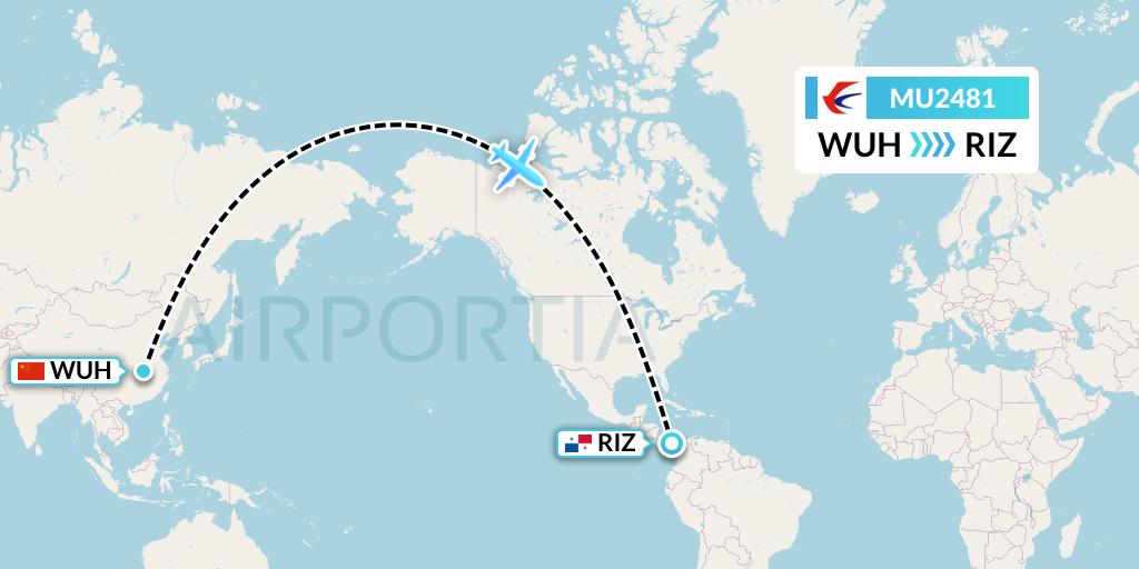 MU2481 China Eastern Airlines Flight Map: Wuhan to Rio Alzucar