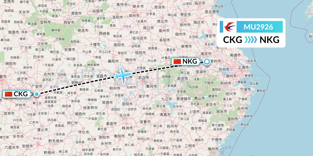 MU2926 China Eastern Airlines Flight Map: Chongqing to Nanjing