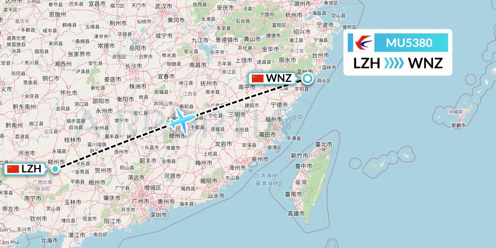 MU5380 China Eastern Airlines Flight Map: Liuzhou to Wenzhou