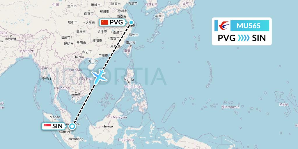 MU565 China Eastern Airlines Flight Map: Shanghai to Singapore