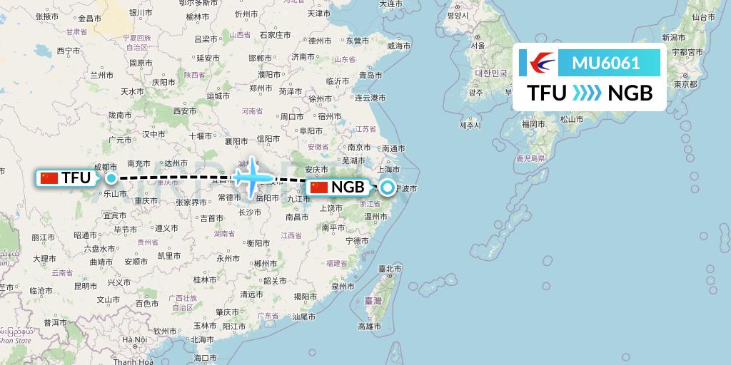MU6061 China Eastern Airlines Flight Map: Chengdu to Ningbo