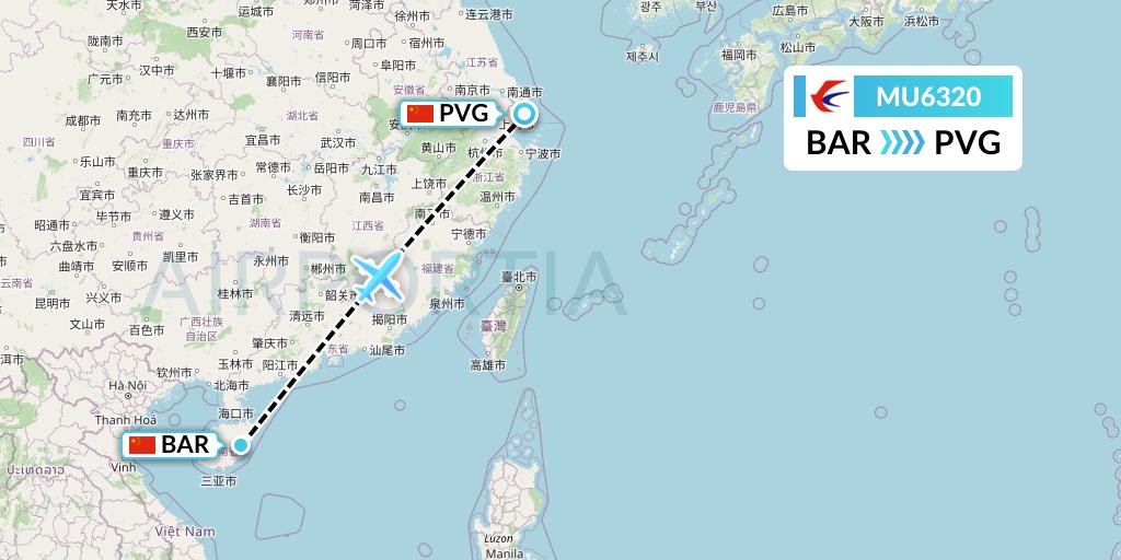 MU6320 China Eastern Airlines Flight Map: Qionghai to Shanghai
