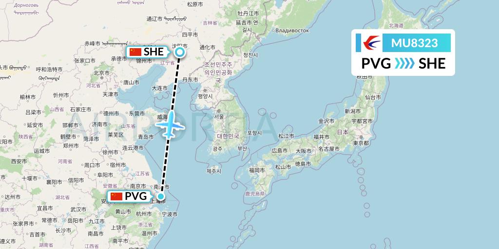 MU8323 China Eastern Airlines Flight Map: Shanghai to Shenyang