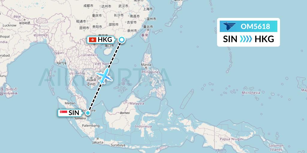 OM5618 MIAT Mongolian Airlines Flight Map: Singapore to Hong Kong